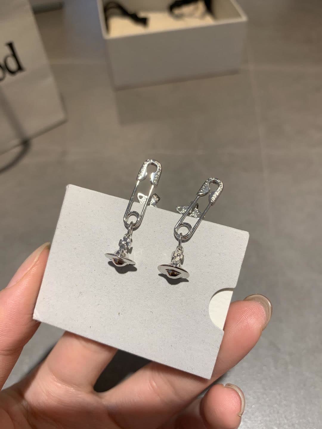 Vivienne Westwood Silver Safety Pin Earrings